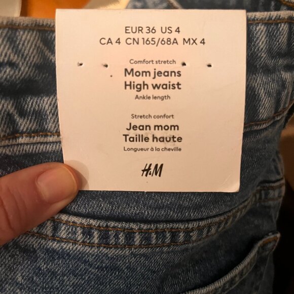 H&M Comfort Stretch Mom Jeans High Waist Ankle Length Nwt - Picture 7 of 7
